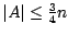 $\vert A\vert\leq \frac{3}{4} n$