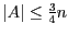 $\vert A\vert\leq \frac{3}{4} n$