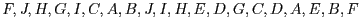 $F, J, H, G, I, C, A, B, J, I, H, E, D,
G, C, D, A, E, B, F$