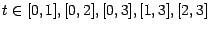 $ t \in [0,1], [0,2], [0,3], [1,3], [2,3]$