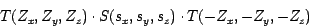 \begin{displaymath}
T(Z_x, Z_y, Z_z) \cdot S(s_{x}, s_{y}, s_{z}) \cdot T(-Z_x, -Z_y, -Z_z)
\end{displaymath}