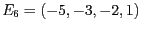 $E_6 = (-5, -3, -2, 1)$
