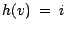 $h(v) \ = \ i$