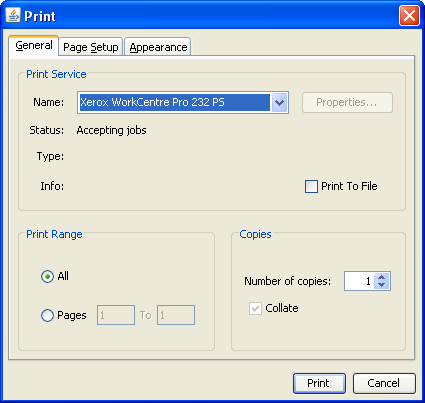 A screenshot of a printing dialog