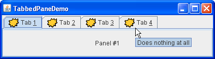 A screenshot of TabbedPaneDemo