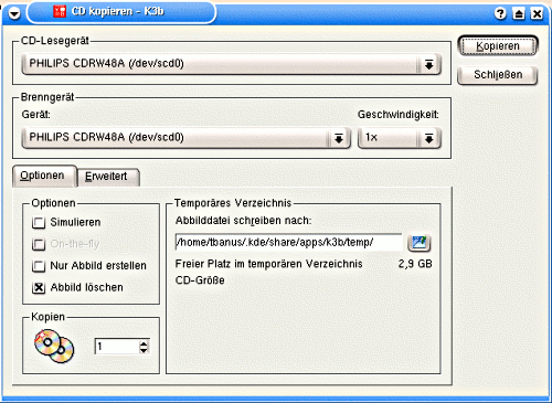 Optionen-CD-Kopieren