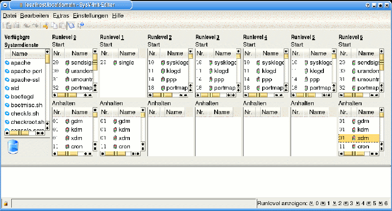 KDE System V init Editor