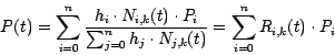 \begin{displaymath}
P(t) =
\sum_{i=0}^n \frac{h_i \cdot N_{i,k}(t) \cdot P_i
}{...
...^n h_j \cdot N_{j,k}(t)
} =
\sum_{i=0}^n R_{i,k}(t) \cdot P_i
\end{displaymath}