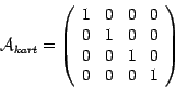 \begin{displaymath}
\mathcal{A}_{kart} = \left(
\begin{array}{cccc}
1 & 0 & 0 & ...
...1 & 0 & 0\\
0 & 0 & 1 & 0\\
0 & 0 & 0 & 1
\end{array}\right)
\end{displaymath}