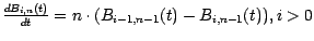 $\frac {d B_{i,n} (t)}{d t}=n \cdot (B_{i-1, n-1}(t)-
B_{i, n-1}(t)), i > 0$