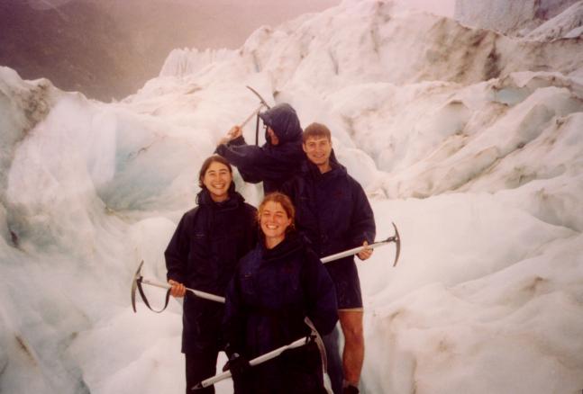 Claudia, Hartmut, Britta, Alex on the glacier